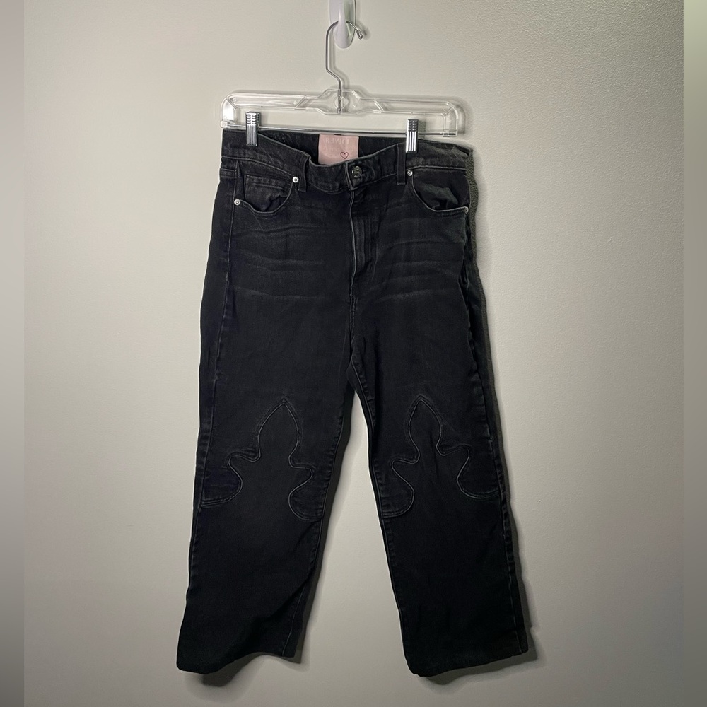 Revice Denim Rock and Roll Black Flame Straight Leg Jeans Made in USA High Waist